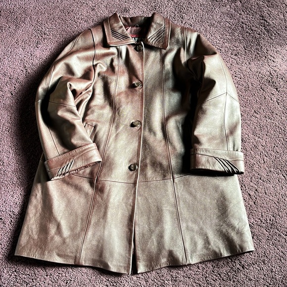 Vintage Apex Pelle  Collection Leather Coat Brown Women's XXL - Picture 4 of 16